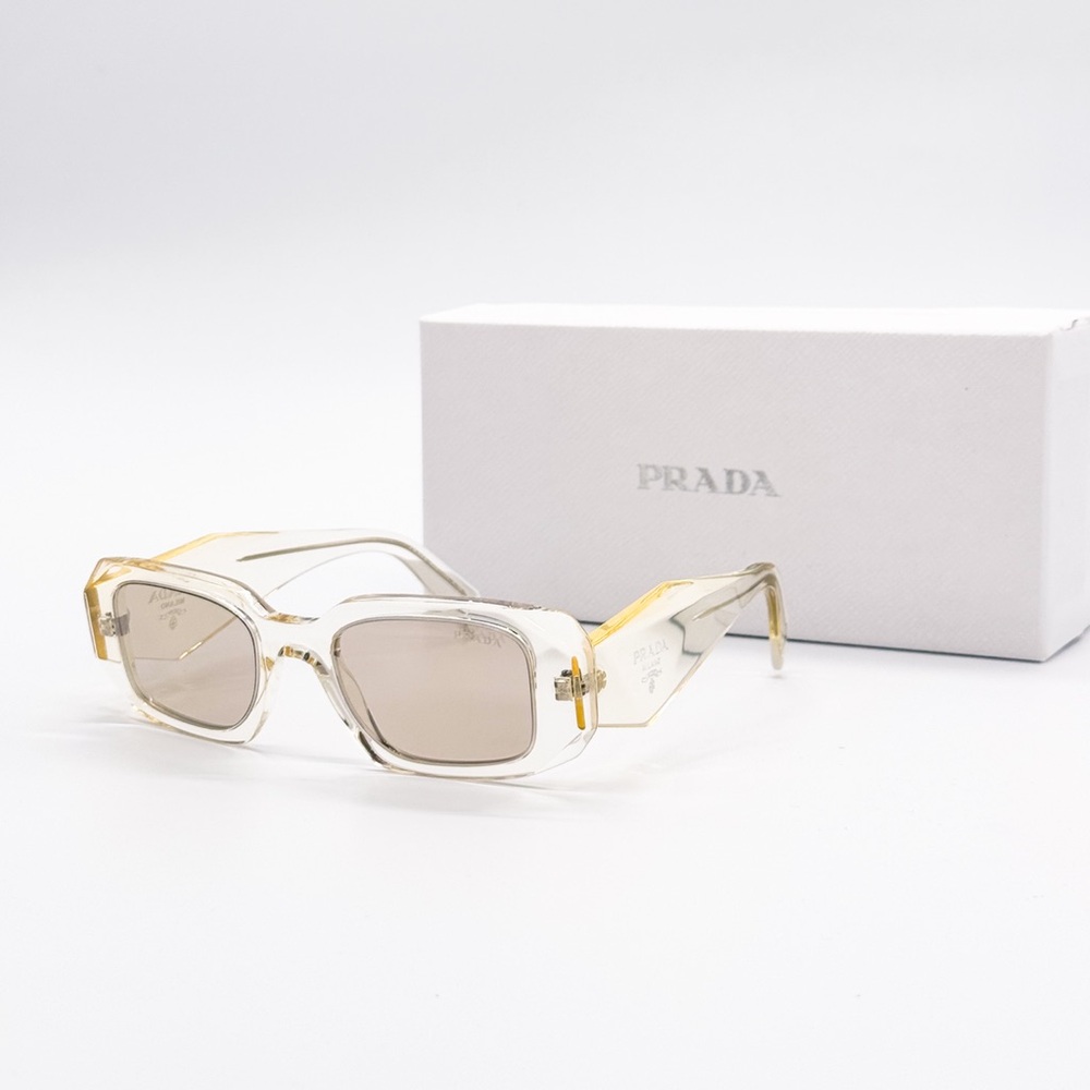 NEW PRADA PR17WS 19X30N SQUARE YELLOW WOMEN SUNGLASSES PRADA SPR 17W 19X30N - Picture 1 of 10